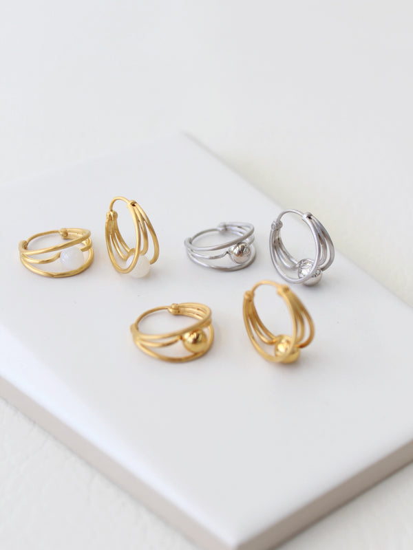 Presa Earrings | mini matte hoop earrings -Gold-Rhodium -STUDIYO Jewelry