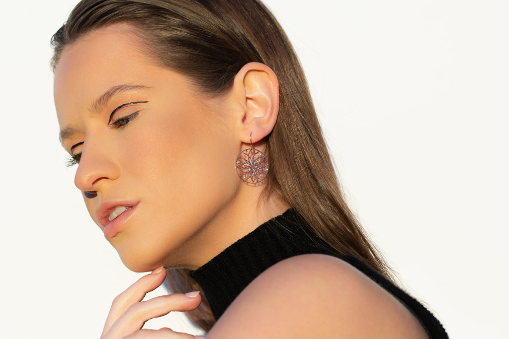 STUDIYO Jewelry Earrings Rose Gold REIMS Earrings | floral stainless steel earrings