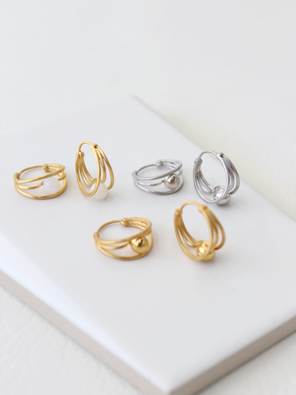 Presa Earrings | mini matte hoop earrings -Gold-Rhodium -STUDIYO Jewelry 