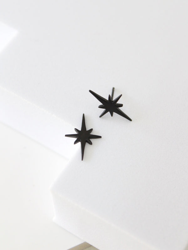 Starburst Studs | minimal steel earring studs -Gold / Single-Gold / Pair-Stainless Steel / Single-Stainless Steel / Pair-Satin Black / Single-Satin Black / Pair -STUDIYO Jewelry 