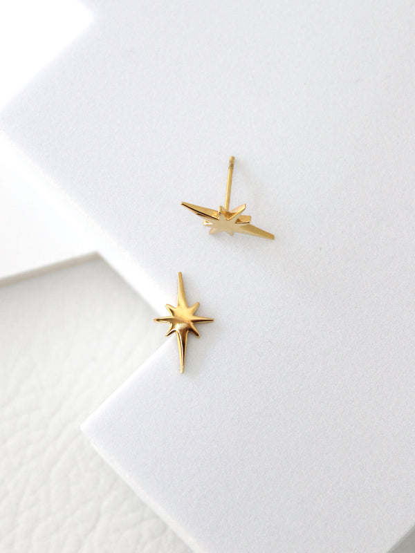 Starburst Studs | minimal steel earring studs -Gold / Single-Gold / Pair-Stainless Steel / Single-Stainless Steel / Pair-Satin Black / Single-Satin Black / Pair -STUDIYO Jewelry