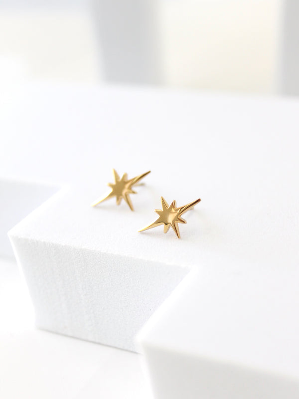 Starburst Studs | minimal steel earring studs -Gold / Single-Gold / Pair-Stainless Steel / Single-Stainless Steel / Pair-Satin Black / Single-Satin Black / Pair -STUDIYO Jewelry