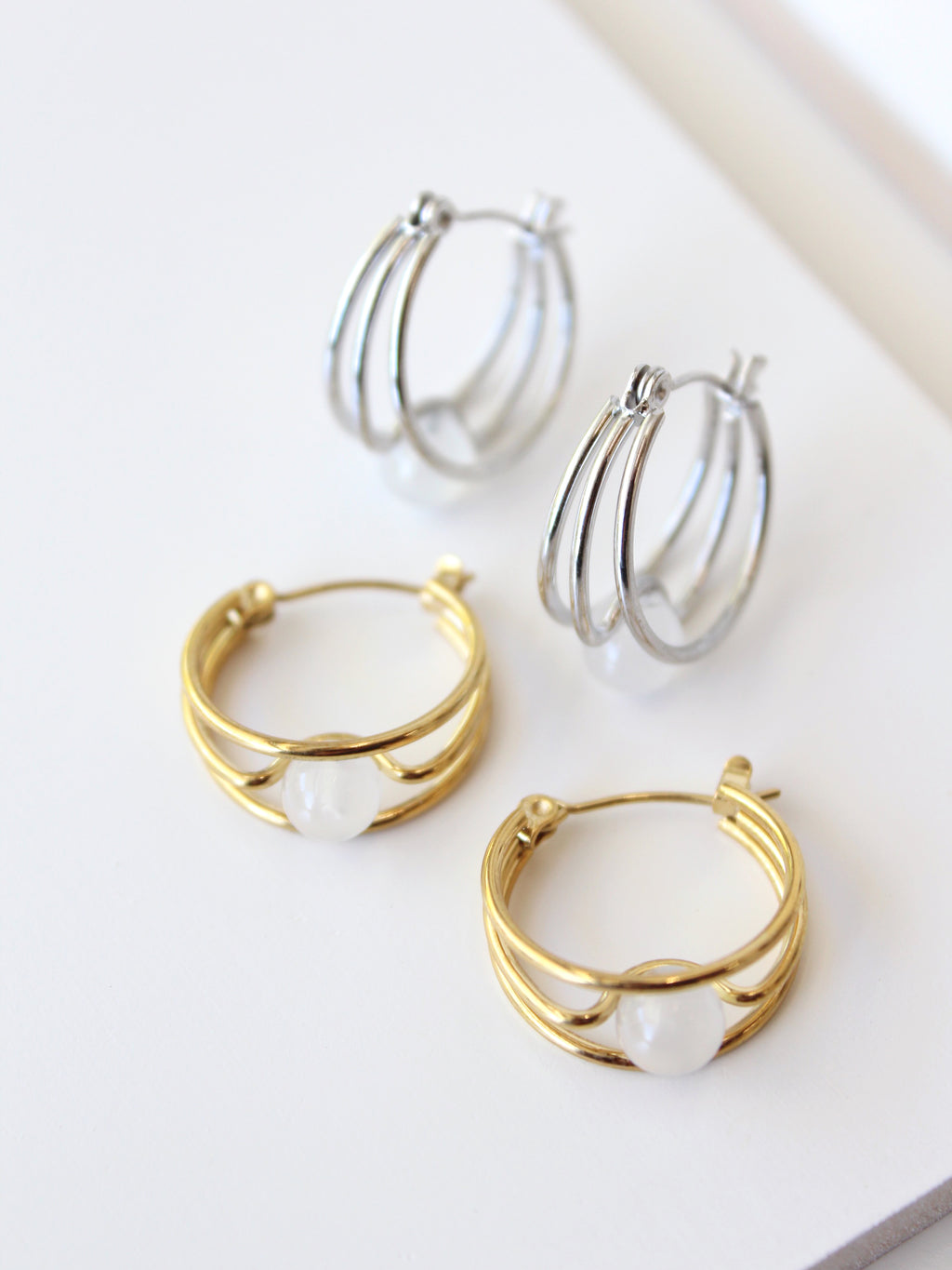 Presa Hoops | mini jade hoop earrings -Gold-Rhodium -STUDIYO Jewelry 