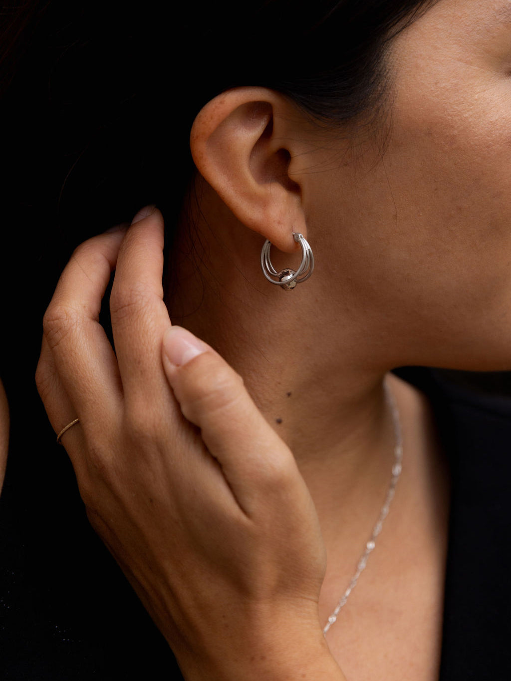 Presa Earrings | mini matte hoop earrings -Gold-Rhodium -STUDIYO Jewelry 