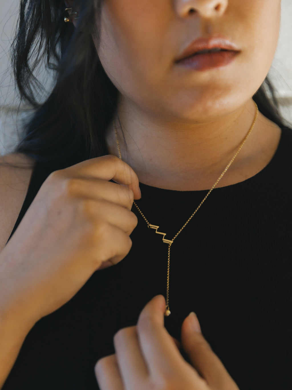 Cascade Lariat | Adjustable Lariat Necklace -Sterling Silver-Gold Vermeil -STUDIYO Jewelry 