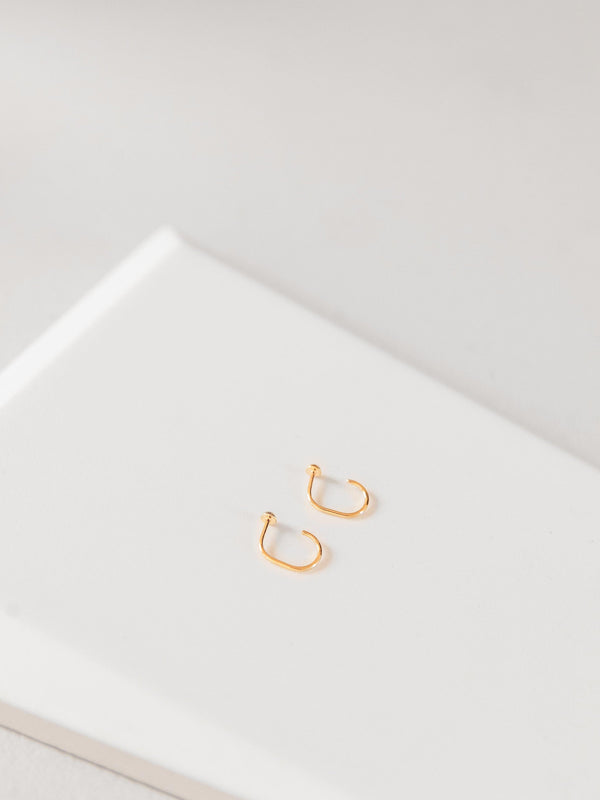 Dot Huggies | Minimal Backless Earrings -Sterling Silver-Gold Vermeil -STUDIYO Jewelry