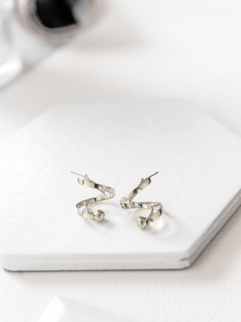 STUDIYO Jewelry Earrings Sterling Silver Helix Studs | Floating Spiral Earrings