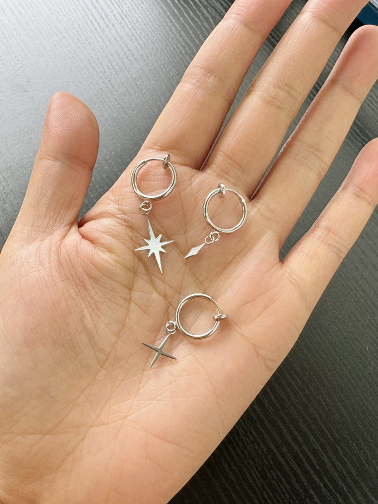 STUDIYO Jewelry Earrings Star Clip-Ons | minimal steel earring hoops