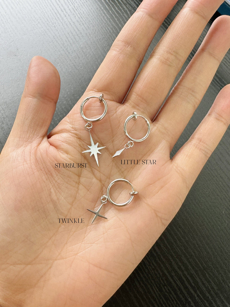 STUDIYO Jewelry Earrings Star Clip-Ons | minimal steel earring hoops