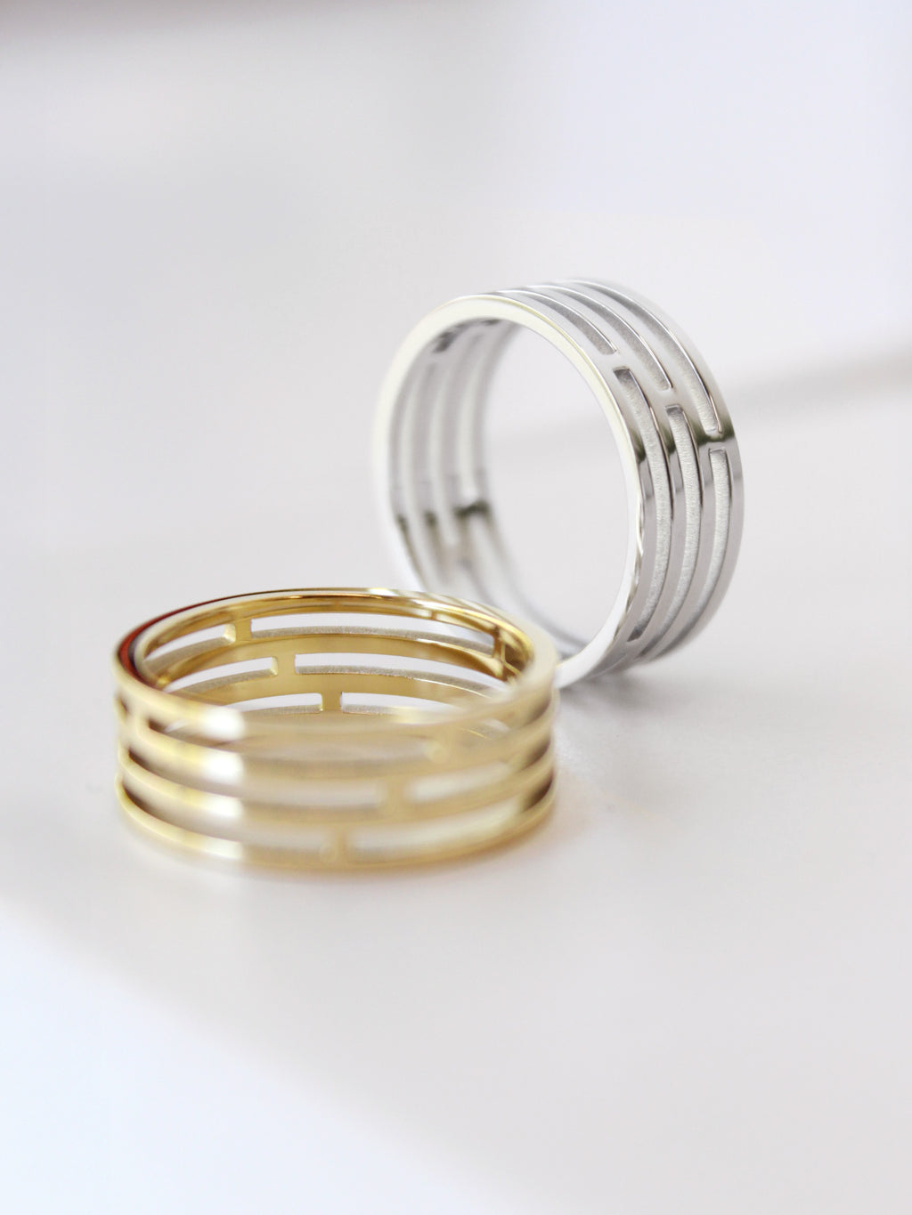 Tile Ring | tile patterned stainless steel ring -Gold / 6-Gold / 7-Gold / 8-Gold / 9-Rhodium / 6-Rhodium / 7-Rhodium / 8-Rhodium / 9 -STUDIYO Jewelry 