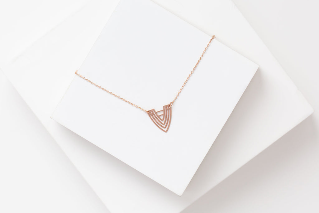 STUDIYO Jewelry Necklace Rose Gold BARCELONA Necklace | chevron stainless steel necklace