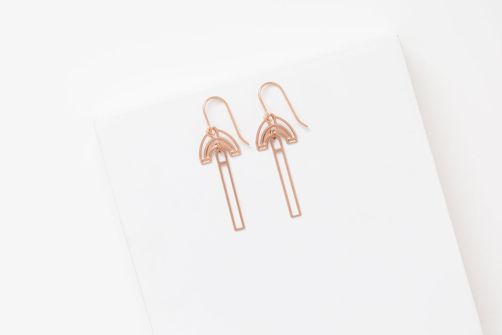 STUDIYO Jewelry Earrings Rose Gold FERRARA Earrings | archway stainless steel earrings