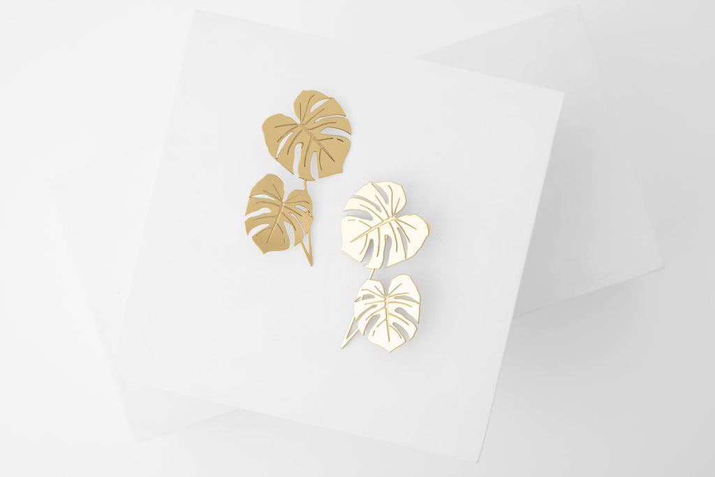 STUDIYO Jewelry Earrings Gold Monstera Earrings | botanical statement earrings