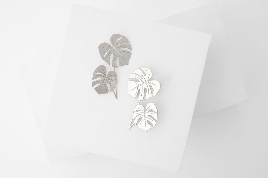 STUDIYO Jewelry Earrings Stainless Steel Monstera Earrings | botanical statement earrings