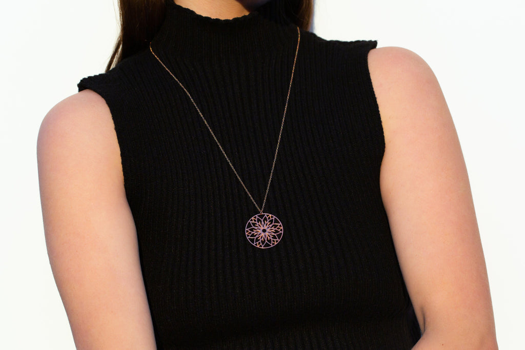 STUDIYO Jewelry Necklace Rose Gold REIMS Necklace | floral stainless steel necklace