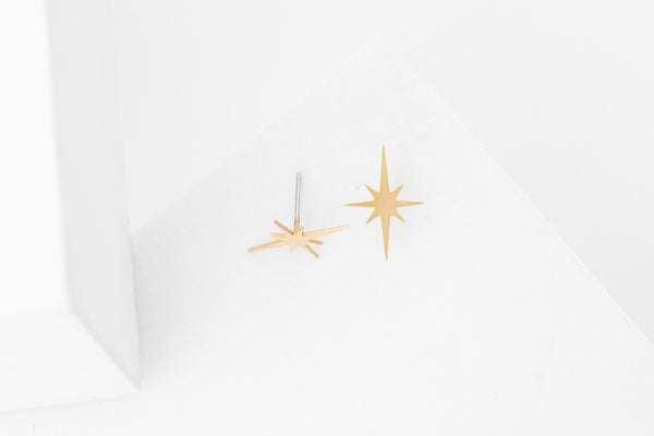 STUDIYO Jewelry Earrings Stainless Steel / Starburst Star Studs | minimal steel earring studs